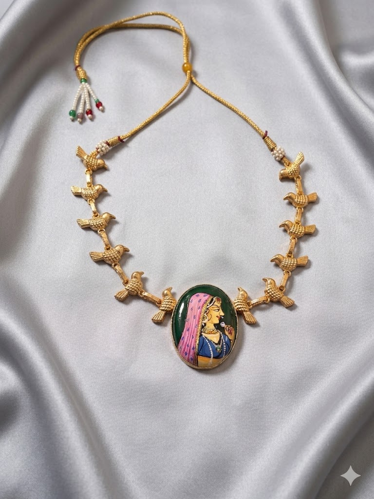 Royal Portrait Bird-Motif Necklace Set MN 69