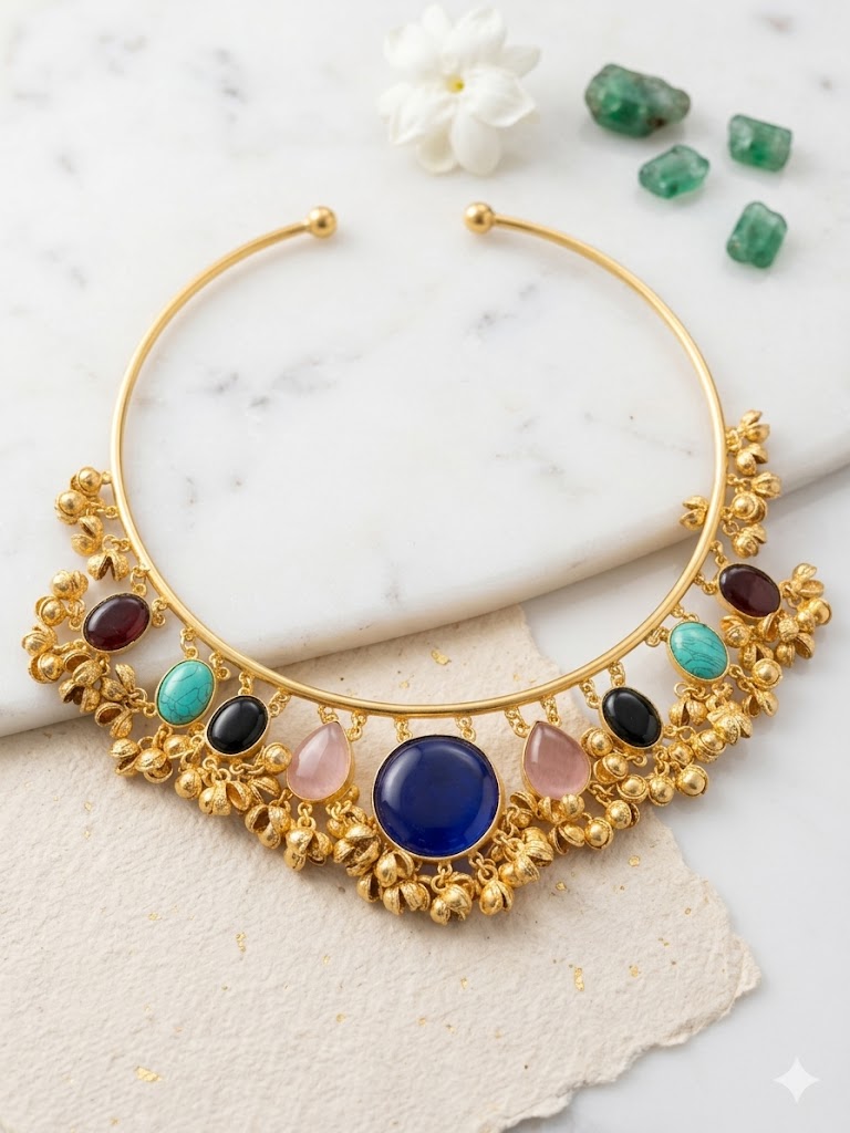 Artisan Multi-Gemstone Statement Necklace MN 75