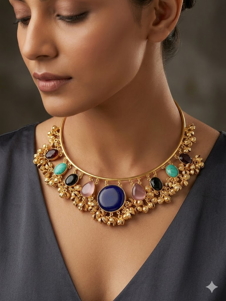 Artisan Multi-Gemstone Statement Necklace MN 75