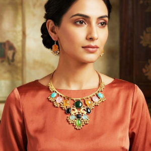 Ethnic Multi-Stone Swan Motif Choker Set MN 76