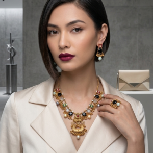 Navratna-Inspired Multistone Ethnic Necklace Set MN 83